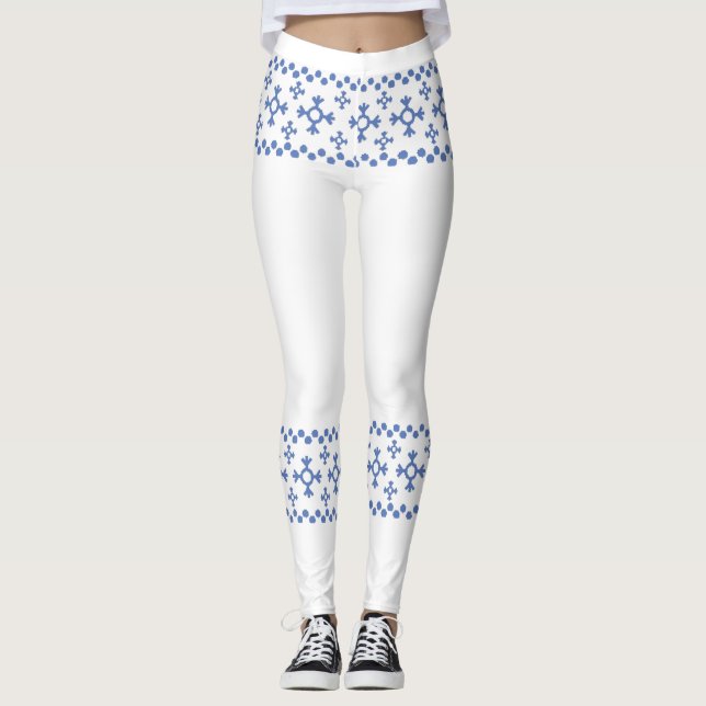 Leggings Motif des flocons de neige bleu Cute Thunder_Cove (Devant)