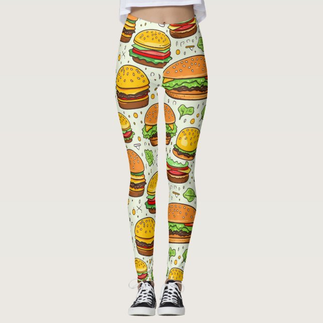 Leggings Motif des hamburgers mignons (Devant)