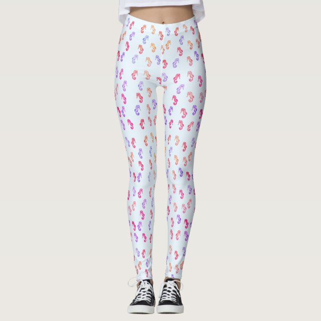 Leggings Motif des hippocampes colorés (Devant)