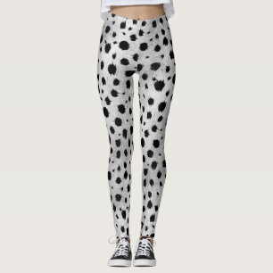 Leggings Motif des points Dalmatiens noirs et blancs
