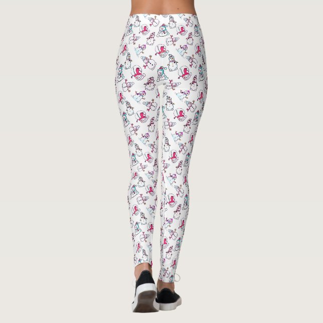 Leggings Motif des Snowmen roses | Noël blanc (Dos)