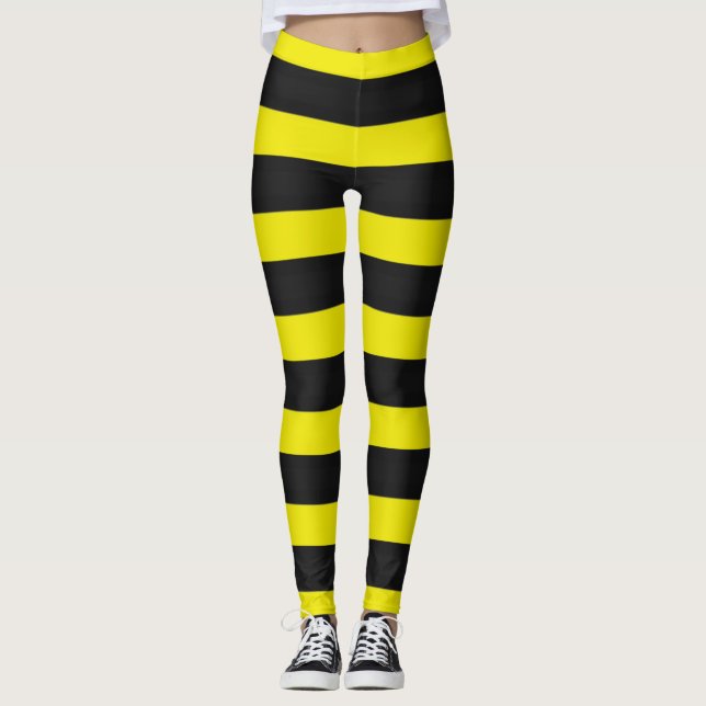 Leggings Motif des tripes jaunes et noires (Devant)