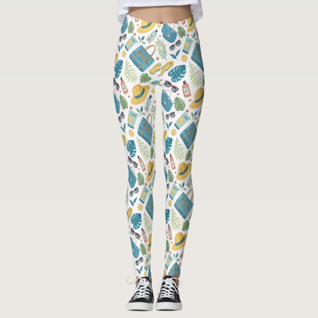 Leggings Motif d'essentiels de plage d'été (2) (Devant)
