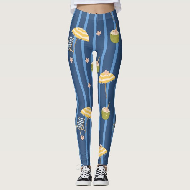 Leggings Motif d'essentiels de plage d'été (2) (Devant)