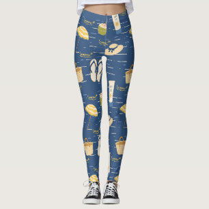 Leggings Motif d'essentiels de plage d'été (3)