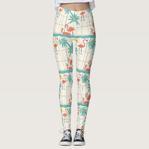 Leggings Motif d'été au bord de la piscine aux flamants ros