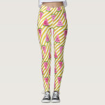Leggings Motif d'été de la pastèque cool et de la bande jau<br><div class="desc">Pastèque rose mignonne et Motif d'été à rayures jaunes. Ce Fun Pink Watermelon avec Black Seeds Fruit Print est parfait pour un cadeau d'anniversaire d'été.</div>