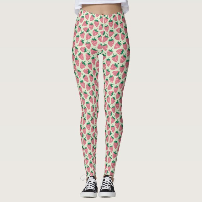 Leggings Motif d'été fraise rose (Devant)