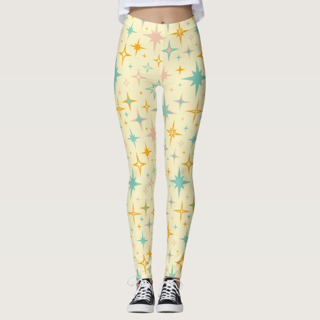Leggings Motif d'étoiles rétro colorées (Devant)