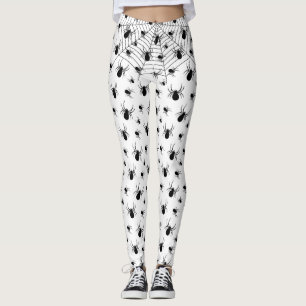 Leggings Motif d'Halloween Black White araignées