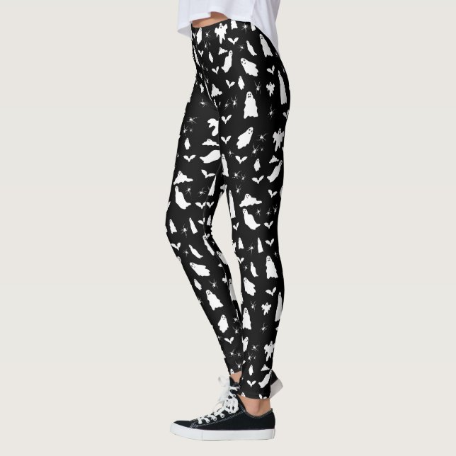 Leggings Motif d'Halloween, chauves-souris et araignées (Gauche)