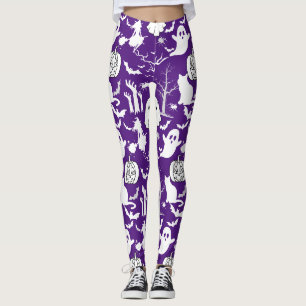 Leggings Motif d'Halloween. Éffrayant et mignon.b D Violet 