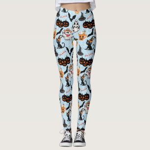 Leggings Motif d'Halloween. Éffrayant et mignon L Bleu BG