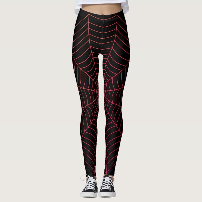 Leggings Motif d'Halloween en rouge noir (Devant)