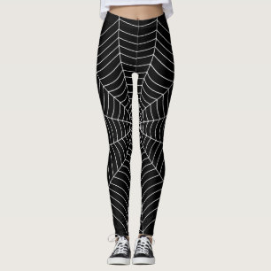 Leggings Motif d'Halloween noir blanc araignée
