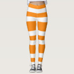 Leggings Motif d'Halloween orange et blanc<br><div class="desc">Célébrez l'Halloween avec cette légumineuse d'Halloween unique en son genre,  avec motif à rayures blanches et oranges.</div>
