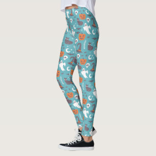 Leggings Motif d'Halloween Turquoise amusant