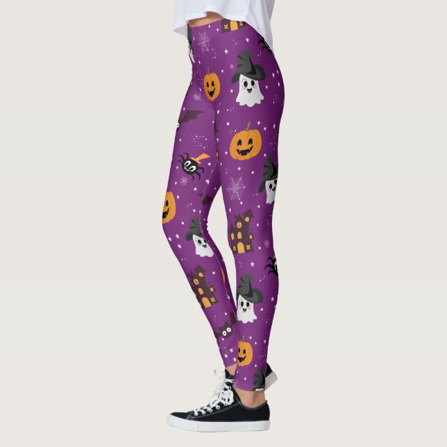 Leggings Motif d'Halloween violet (Gauche)