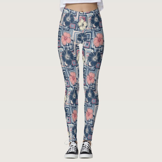 Leggings Motif d'Hibiscus Tropical Côtier (10) (Devant)
