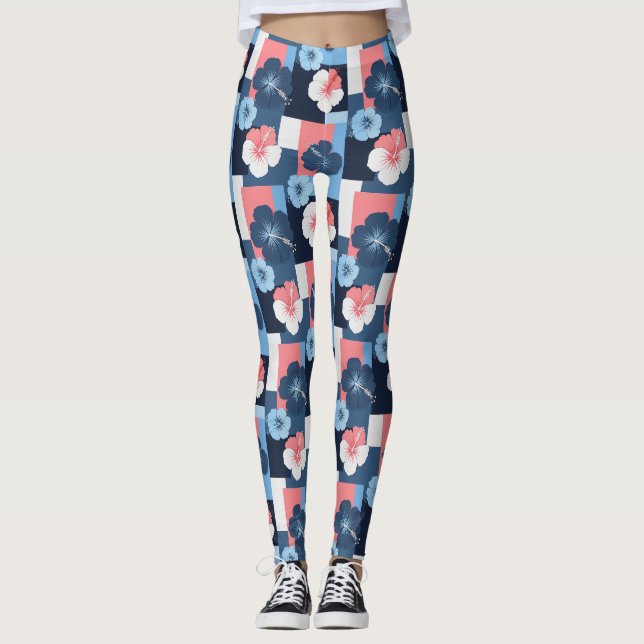 Leggings Motif d'Hibiscus Tropical Côtier (11) (Devant)