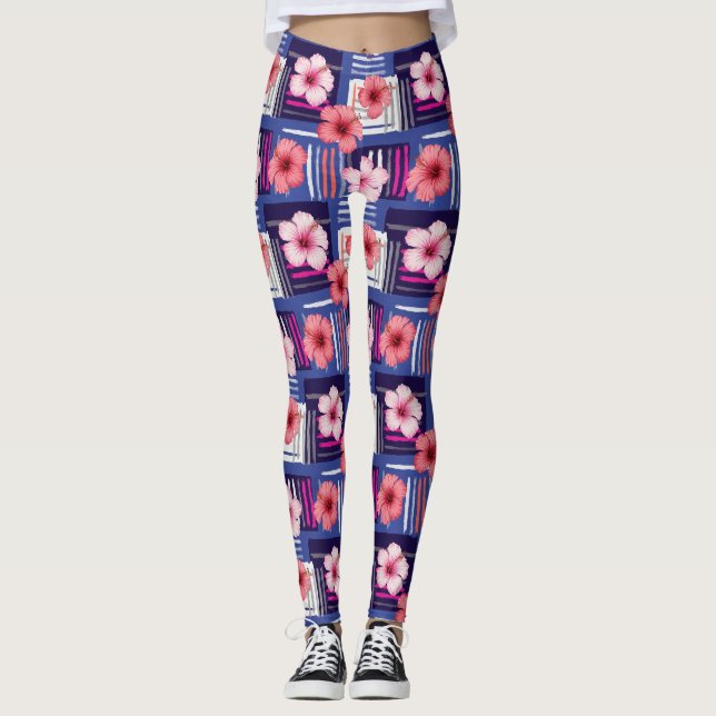 Leggings Motif d'Hibiscus Tropical Côtier (12) (Devant)