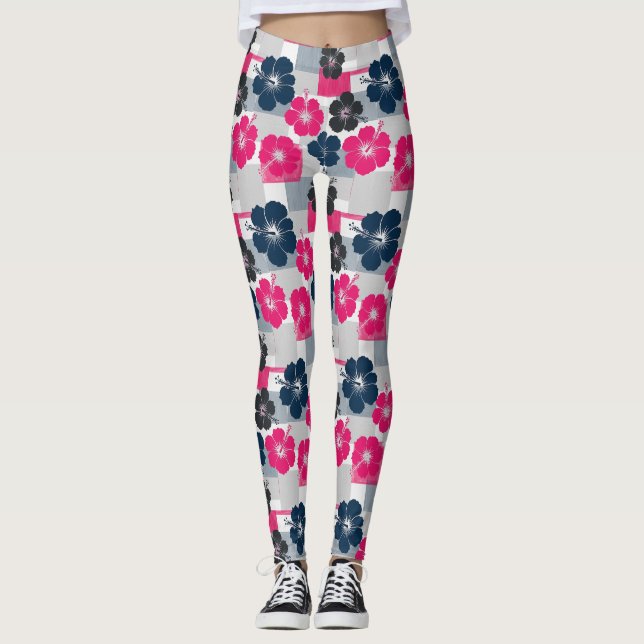 Leggings Motif d'Hibiscus Tropical Côtier (13) (Devant)