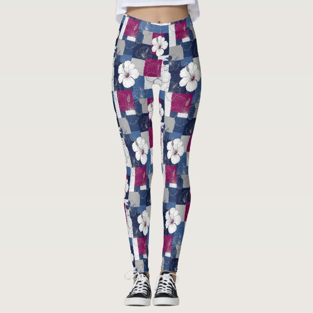 Leggings Motif d'Hibiscus Tropical Côtier (5) (Devant)