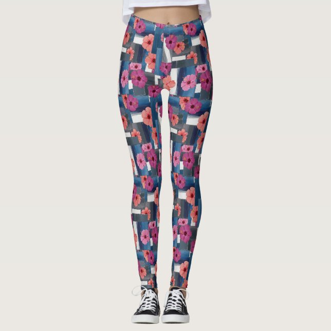 Leggings Motif d'Hibiscus Tropical Côtier (9) (Devant)
