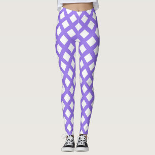 Leggings Motif diamant à carreaux blanc et violet