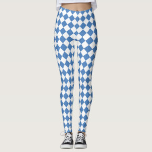 Leggings Motif diamant à carreaux bleu blanc