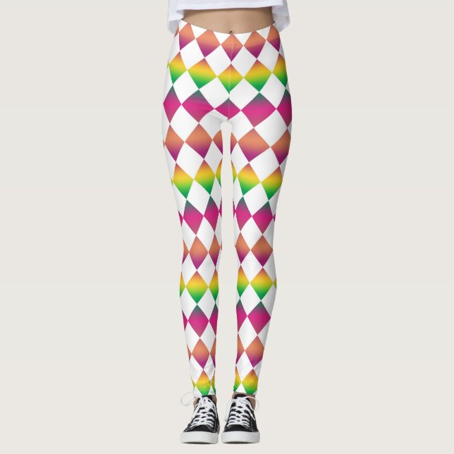 Leggings Motif diamant à carreaux coloré (Devant)
