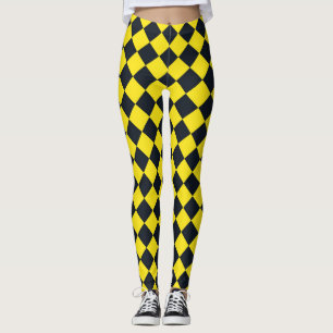 Leggings Motif diamant à carreaux jaune et noir