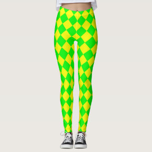 Leggings Motif diamant à carreaux jaune vert