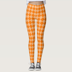 Leggings Motif diamant à carreaux orange