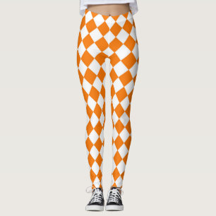 Leggings Motif diamant à carreaux orange et blanc