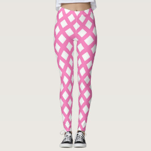 Leggings Motif diamant à carreaux rose blanc