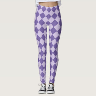 Leggings Motif diamant à carreaux violet