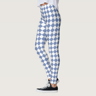Leggings Motif diamant Arlequin bleu et blanc