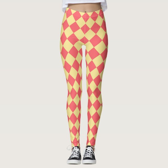 Leggings Motif diamant Coral Yellow Checker (Devant)
