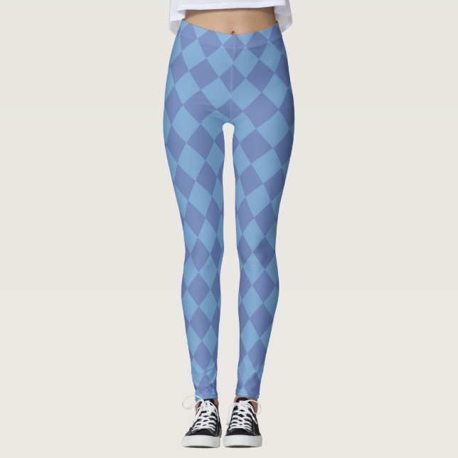 Leggings Motif diamant damier bleu (Devant)
