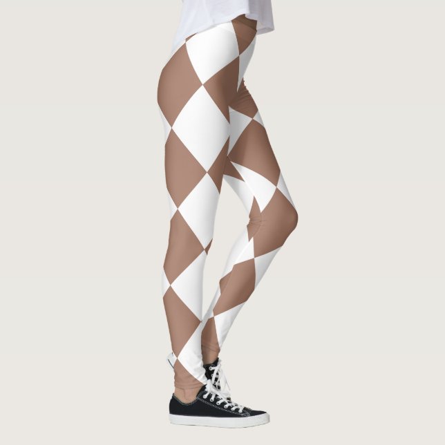 Leggings Motif diamant en blanc et Mocha Mousse (Droite)
