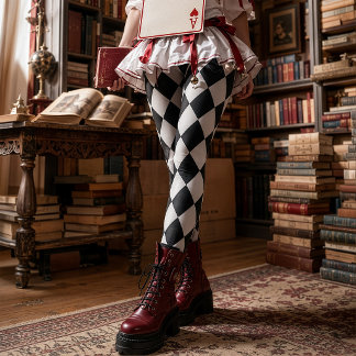 Leggings Motif diamant harlequin noir et blanc vintage