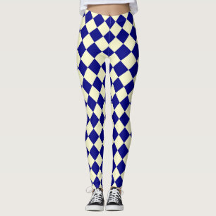 Leggings Motif diamant jaune bleu Checker