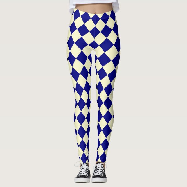 Leggings Motif diamant jaune bleu Checker (Devant)