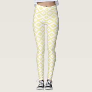 Leggings Motif diamant jaune pâle et blanc
