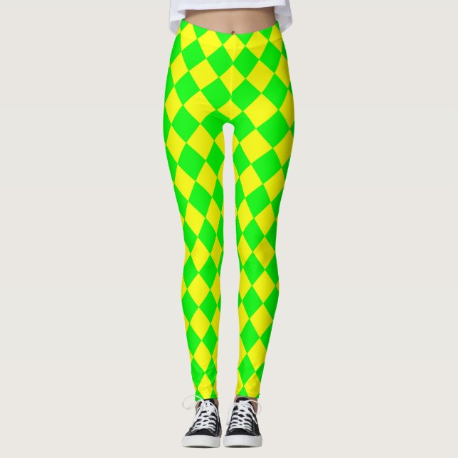 Leggings Motif diamant jaune-vert Checker (Devant)