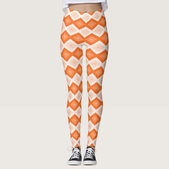 Leggings Motif diamant orange (Devant)