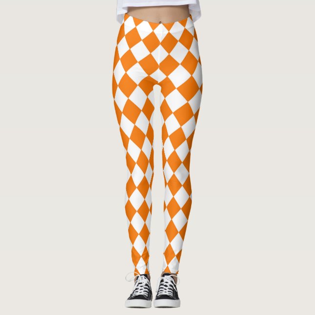 Leggings Motif diamant Orange White Checker (Devant)