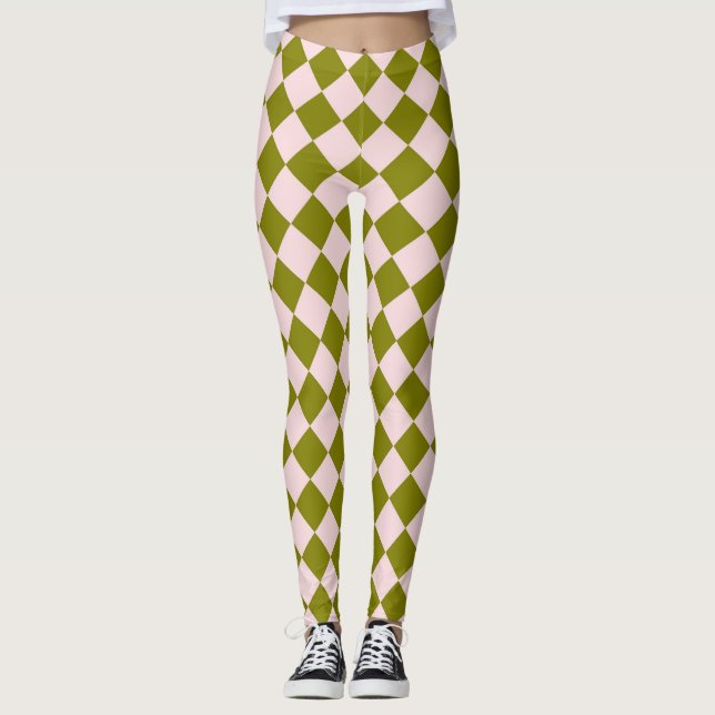 Leggings Motif diamant Pink Green Checker (Devant)