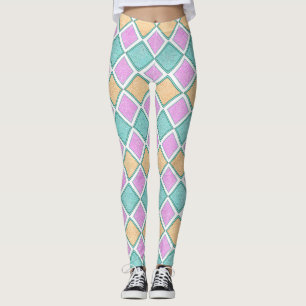 Leggings Motif diamant prisme Harlequin pastel